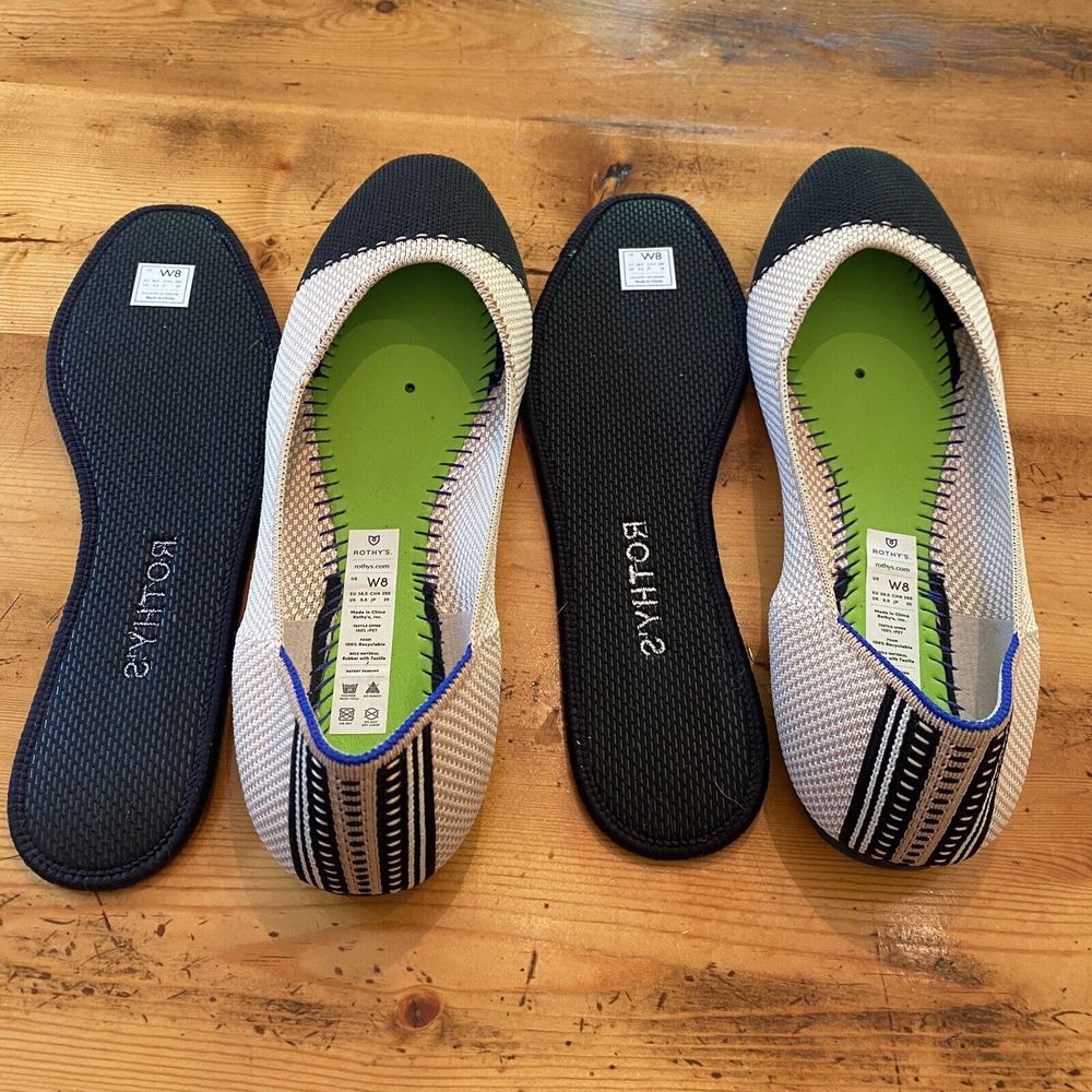 Rothy's THE SQUARE TUXEDO TWO TONE WOMEN'S FLATS Size 8 No Box - Picture 4 of 11